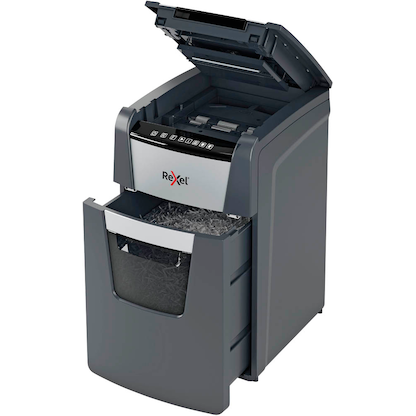 Artikelbild 5 für AKTION: Rexel Optimum AutoFeed+150X Aktenvernichter mit Partikelschnitt P-4, 4 x 28 mm, bis 150 Blatt, schwarz mit 40 Euro CashBack, Artikelnummer 267514