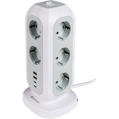 Artikelbild für verbatim EUPT-01 11-fach Steckdosenturm 2,0 m weiß mit USB-Buchse, Artikelnummer 914162