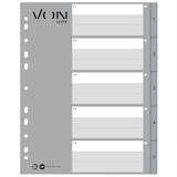 Artikelbild 1 für VON LEITZ Register DIN A4 Überbreite 1-5 grau-weiß 5-teilig, 1 Satz, Artikelnummer 635827