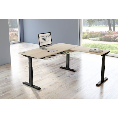 Artikelbild 5 für Kerkmann Move 4 elektrisch höhenverstellbarer Schreibtisch ahorn rechteckig, T-Fuß-Gestell grau 200,0 x 220,0 cm, Artikelnummer 998031