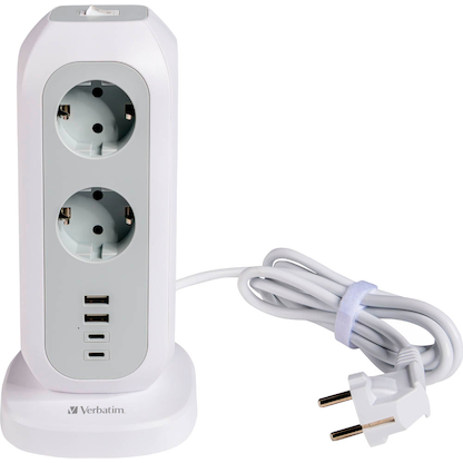 Artikelbild 3 für verbatim EUPT-01 11-fach Steckdosenturm 2,0 m weiß mit USB-Buchse, Artikelnummer 914162
