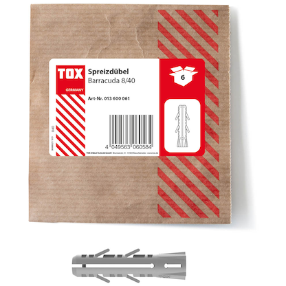 Artikelbild 1 für TOX BARRACUDA 013600061 Spreizdübel Ø 8 mm x 40 mm, 6 St., Artikelnummer 561017