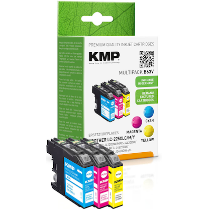 Artikelbild 17 für KMP B63V cyan, magenta, gelb Druckerpatronen kompatibel zu brother LC-225XL C/M/Y, 3er-Set, Artikelnummer 365292