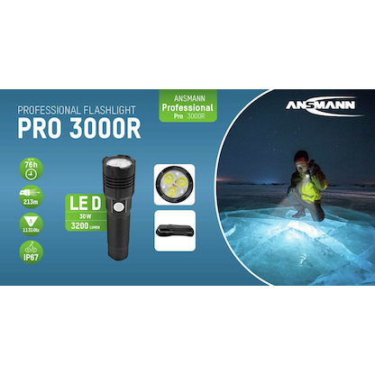 Artikelbild 8 für ANSMANN PRO 3000R LED Taschenlampe schwarz, 5100 mAh, Artikelnummer 105498
