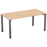 Artikelbild 1 für geramöbel Flex höhenverstellbarer Schreibtisch buche, anthrazit rechteckig, 4-Fuß-Gestell grau 160,0 x 80,0 cm, Artikelnummer 879849