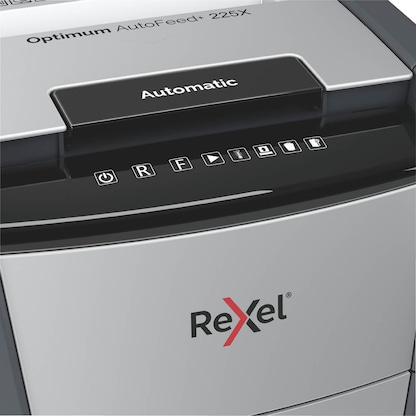 Artikelbild 7 für Rexel Optimum AutoFeed+ 225X Aktenvernichter mit Partikelschnitt P-4, 4 x 26 mm, bis 225 Blatt, schwarz, Artikelnummer 267544