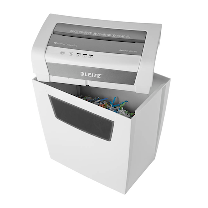 Artikelbild 9 für AKTION: LEITZ IQ Home Office Aktenvernichter mit Partikelschnitt P-4, 4 x 28 mm, bis 10 Blatt, weiß mit 10 Euro CashBack, Artikelnummer 638039
