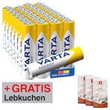 Artikelbild 1 für AKTION: 30 VARTA Batterien ENERGY Micro AAA 1,5 V + GRATIS 3x WEISS Pfeffernüsse 200 g, Artikelnummer 735419