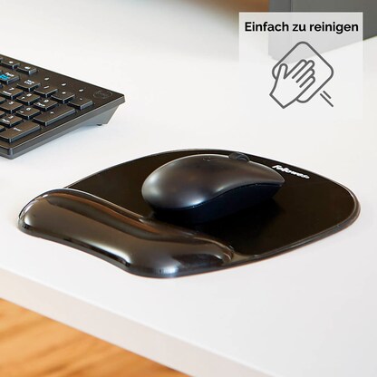 Artikelbild 8 für AKTION: Fellowes Mousepad mit Handgelenkauflage Crystals Gel schwarz + GRATIS Fellowes Tastatur-Handballenauflage, Artikelnummer 845592