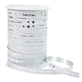 Artikelbild 1 für PRÄSENT Geschenkband Merry Christmas matt weiß/silber 10,0 mm x 100,0 m, Artikelnummer 738391