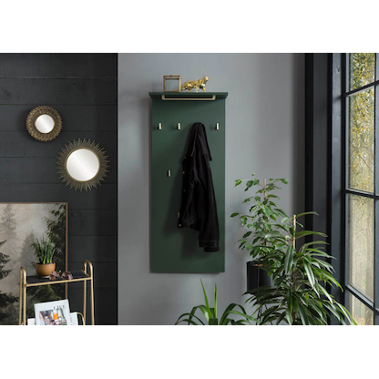 Artikelbild 5 für MÖBELPARTNER Wandgarderobe Kent 151442 grün Holz 9 Haken 50,0 x 120,6 cm, Artikelnummer 785901