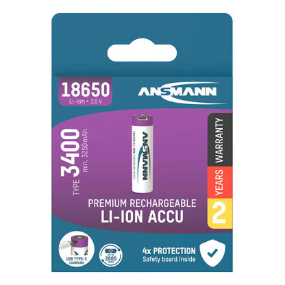 Artikelbild 6 für ANSMANN USB-Akku USB-C 18650 3.400 mAh, Artikelnummer 216117