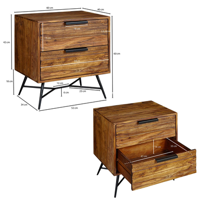 Artikelbild 2 für WOHNLING Nachttisch Massivholz sheesham 40,0 x 60,0 x 60,0 cm, Artikelnummer 906962