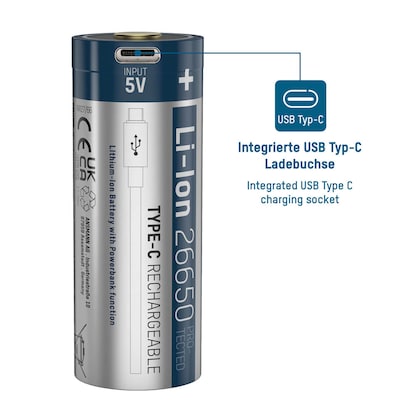 Artikelbild 3 für ANSMANN USB-Akku mit Ladekabel 26650 5100 mAh, Artikelnummer 105906