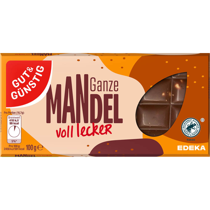Artikelbild für GUT&GÜNSTIG Ganze Mandel Schokolade 100,0 g, Artikelnummer 989717