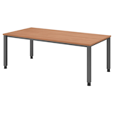 Artikelbild 1 für HAMMERBACHER QS2E höhenverstellbarer Schreibtisch nussbaum rechteckig, 4-Fuß-Gestell grau 200,0 x 100,0 cm, Artikelnummer 101609