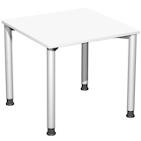 Artikelbild 1 für geramöbel Flex höhenverstellbarer Schreibtisch weiß, silber rechteckig, 4-Fuß-Gestell silber 80,0 x 180,0 cm, Artikelnummer 882187