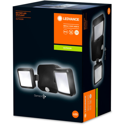 Artikelbild 3 für LEDVANCE LED-Außenleuchte mit Dämmerungssensor und Bewegungsmelder Battery LED Spotlight Double, schwarz 10 W, Artikelnummer 340212