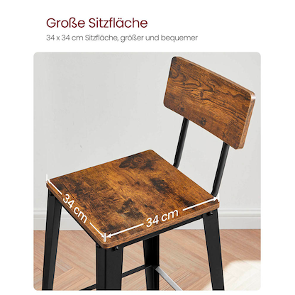 Artikelbild 6 für 2 VASAGLE Barhocker LBC078B01 braun, Artikelnummer 289979