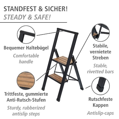 Artikelbild 4 für WENKO Klapptritt schwarz 2 Stufen, H: 94,0 cm, Artikelnummer 531097