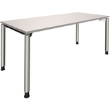 Artikelbild 1 für fm Sidney höhenverstellbarer Schreibtisch lichtgrau rechteckig, 4-Fuß-Gestell Rundrohr silber 180,0 x 80,0 cm, Artikelnummer 353013