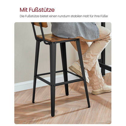 Artikelbild 7 für 2 VASAGLE Barhocker LBC078B01 braun, Artikelnummer 289979