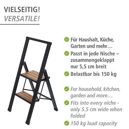 Artikelbild 6 für WENKO Klapptritt schwarz 2 Stufen, H: 94,0 cm, Artikelnummer 531097