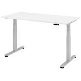 Artikelbild 1 für HAMMERBACHER XDSM16 elektrisch höhenverstellbarer Schreibtisch weiß rechteckig, T-Fuß-Gestell silber 160,0 x 80,0 cm, Artikelnummer 412494
