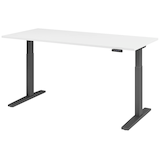 Artikelbild 1 für HAMMERBACHER XMKA19 elektrisch höhenverstellbarer Schreibtisch weiß rechteckig, C-Fuß-Gestell grau 180,0 x 80,0 cm, Artikelnummer 543287