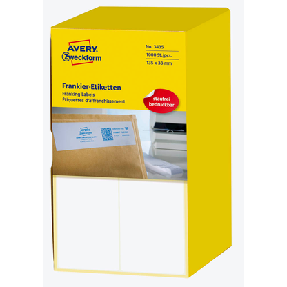 Artikelbild 3 für 1.000 AVERY Zweckform Frankieretiketten 3435 weiß 135,0 x 38,0 mm, Artikelnummer 647263