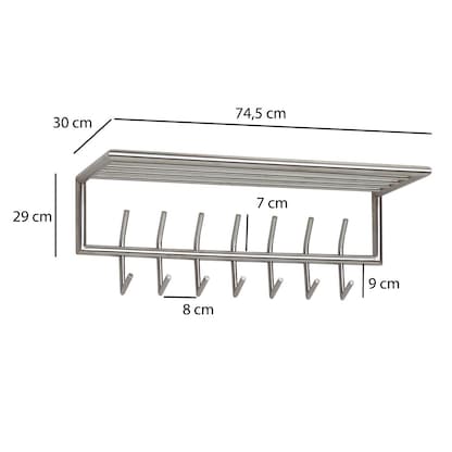 Artikelbild 2 für WOHNLING Wandgarderobe WL6.448 silber Metall 7 Haken 74,5 x 38,0 cm, Artikelnummer 908883