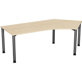 Artikelbild 1 für geramöbel Flex höhenverstellbarer Schreibtisch ahorn, anthrazit L-Form, 5-Fuß-Gestell grau 216,6 x 113,0 cm, Artikelnummer 881654
