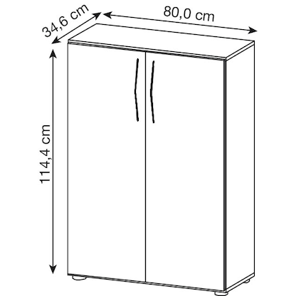 Artikelbild 2 für HAMMERBACHER Aktenschrank 4550, V4550/W/W/BM weiß 2 Fachböden 80,0 x 34,6 x 114,4 cm, Artikelnummer 860010