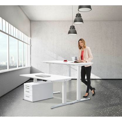 Artikelbild 4 für HAMMERBACHER XBHM16 elektrisch höhenverstellbarer Schreibtisch weiß rechteckig, C-Fuß-Gestell weiß 160,0 x 80,0 cm, Artikelnummer 344477