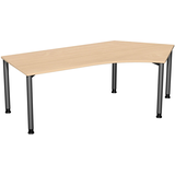 Artikelbild 1 für geramöbel Flex höhenverstellbarer Schreibtisch buche, anthrazit L-Form, 5-Fuß-Gestell grau 216,6 x 113,0 cm, Artikelnummer 881685