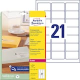 Artikelbild 1 für 525 AVERY Zweckform Folien-Adressetiketten L7560-25 transparent 63,5 x 38,1 mm, Artikelnummer 345462