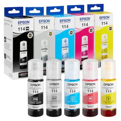 Artikelbild für EPSON 114/T07B1/B2/B3/B4/B5 Foto schwarz, cyan, magenta, gelb, grau Tintenflaschen, 5er-Set, Artikelnummer 876567