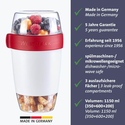 Artikelbild 5 für WESTMARK Speisebehälter weiß/rot 1150,0 ml, Artikelnummer 996823