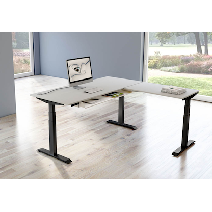 Artikelbild 5 für Kerkmann Move 4 elektrisch höhenverstellbarer Schreibtisch lichtgrau rechteckig, T-Fuß-Gestell grau 200,0 x 220,0 cm, Artikelnummer 997849