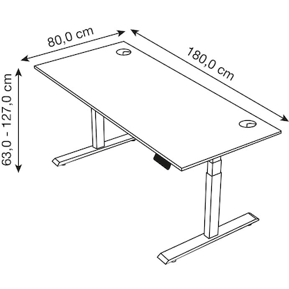 Artikelbild 2 für Kerkmann Move 2 Plus elektrisch höhenverstellbarer Schreibtisch grafit rechteckig, T-Fuß-Gestell anthrazit 180,0 x 80,0 cm, Artikelnummer 519997