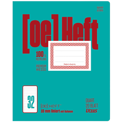 Artikelbild 2 für Ursus Schulheft OE Recycling Lineatur 32 liniert quart Rand rundum, 20 Blatt, Artikelnummer 406417