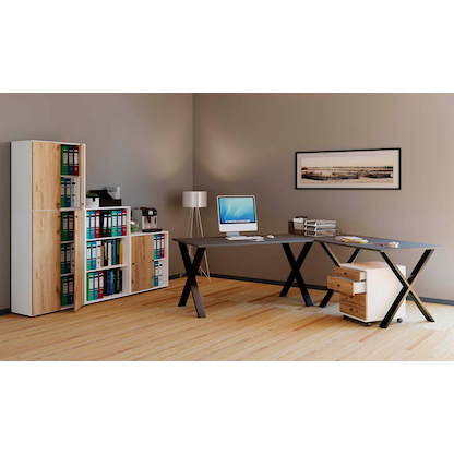 Artikelbild 6 für VCM my office Schiebetürenschrank XXL Lona, 919600 honig-eiche, weiß 3 Fachböden 70,0 x 37,0 x 183,0 cm, Artikelnummer 268126