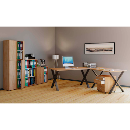 Artikelbild 4 für VCM my office Lona Schreibtisch sonoma-eiche rechteckig, X-Fuß-Gestell schwarz 160,0 x 80,0 cm, Artikelnummer 270289