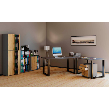 Artikelbild 4 für VCM my office Lona Schreibtisch anthrazit rechteckig, U-Fuß-Gestell schwarz 140,0 x 50,0 cm, Artikelnummer 268419