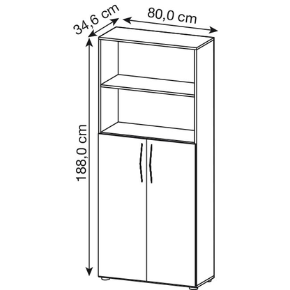 Artikelbild 2 für HAMMERBACHER Regalschrank 4770, V4770/W/W/BM weiß 80,0 x 34,6 x 188,0 cm, Artikelnummer 859886