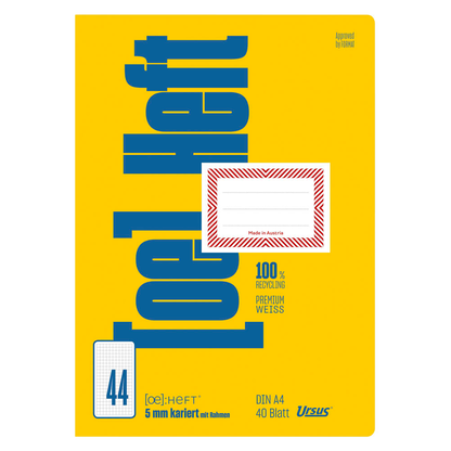 Artikelbild 2 für Ursus Schulheft OE Recycling Lineatur 44 kariert DIN A4 Rand rundum, 40 Blatt, Artikelnummer 434288