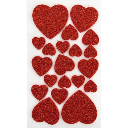 Artikelbild 2 für folia Moosgummi Glitter Herzen rot und silber 40 St., Artikelnummer 479614