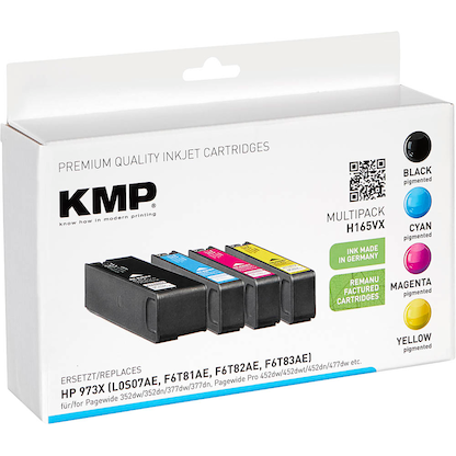 Artikelbild 2 für KMP H165VX schwarz, cyan, magenta, gelb Druckerpatronen kompatibel zu HP 973X (L0S07AE, F6T81AE, F6T82AE, F6T83AE), 4er-Set, Artikelnummer 312961
