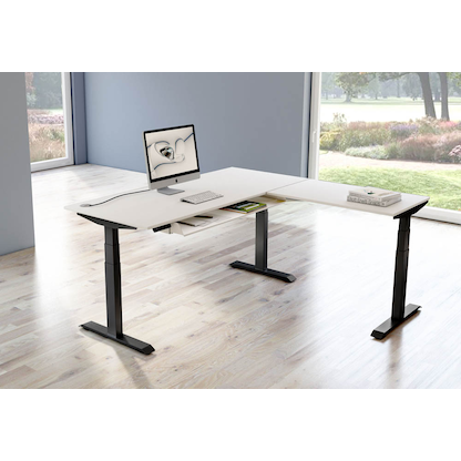 Artikelbild 5 für Kerkmann Move 4 elektrisch höhenverstellbarer Schreibtisch weiß rechteckig, T-Fuß-Gestell grau 200,0 x 220,0 cm, Artikelnummer 998029