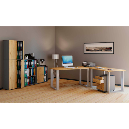 Artikelbild 4 für VCM my office Lona Schreibtisch honig-eiche rechteckig, U-Fuß-Gestell silber 140,0 x 80,0 cm, Artikelnummer 268397